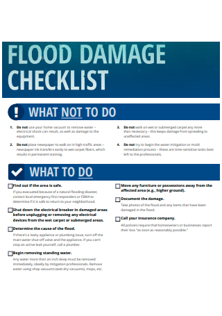 Flood Damage Checklist
