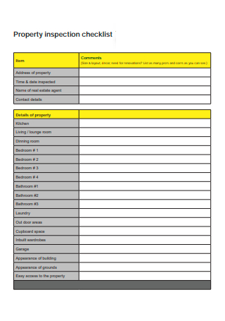 Formal Property Inspection Checklist