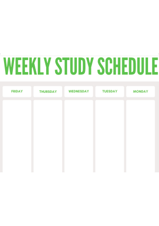 Formal Weekly Study Schedule