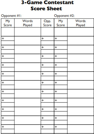 Game Contestant Score Sheet