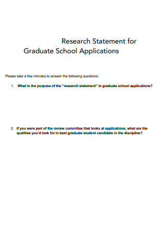 Graduate School Application Research Statement