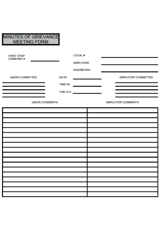 Grievance Meeting Minutes Form