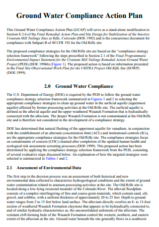 Ground Water Compliance Action Plan