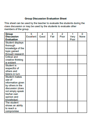 Group Discussion Evaluation Sheet