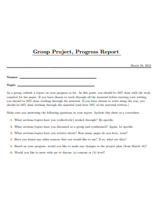 Group Project Progress Report