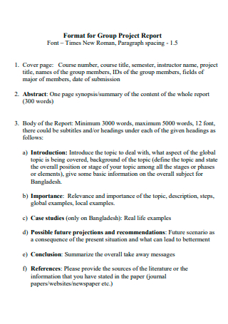 Group Project Report Format