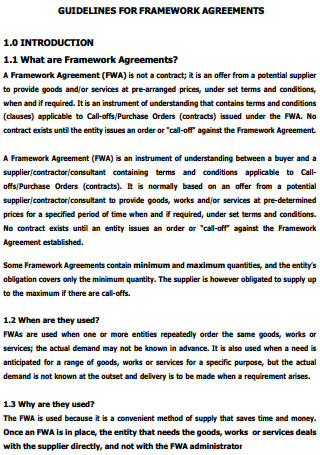 Guidelines Framework Agreements
