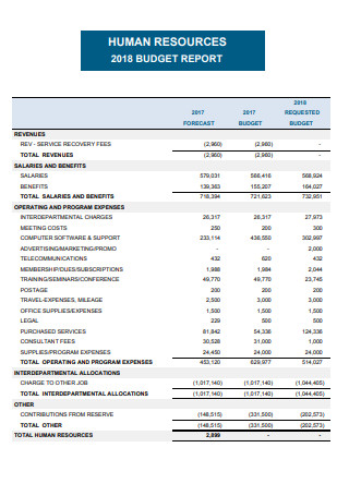 HR Business Plan And Budget