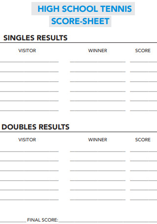 High School Tennis Score Sheet