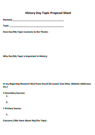 History Day Topic Proposal Sheet