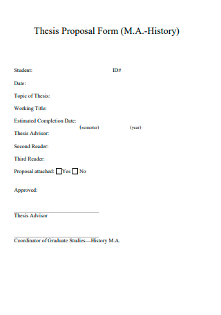 History Thesis Proposal Form