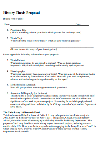 history research proposal format