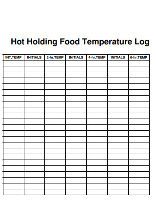 Hot Holding Food Temperature Log Spreadsheet