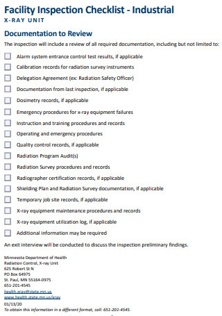 Industrial Facility Inspection Checklist