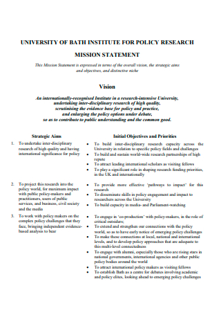 Institute For Policy Research Mission Statement