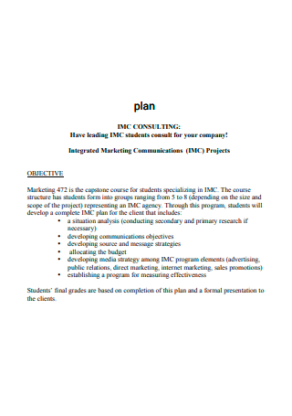 Integrated Marketing Communications Project Plan