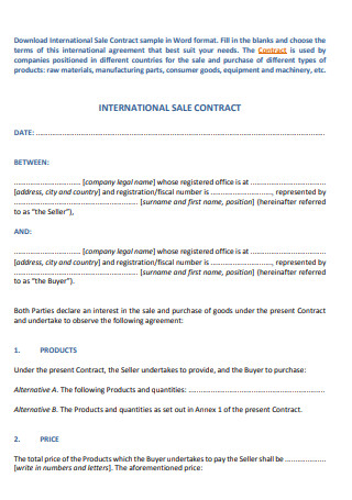 International Sales Contract Agreement