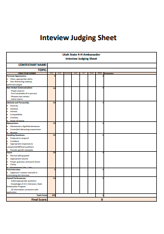 Inteview Judging Sheet