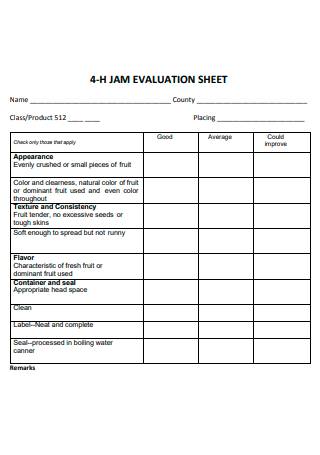 Jam Evaluation Sheet