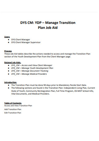 Job Transition Plan Manage
