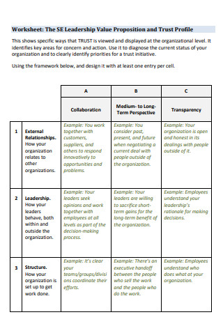 Leadership Value Propositions Worksheet