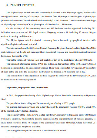 Logistics Center Investment Project Business Plan