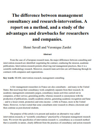Management Consulting And Research Intervention Report