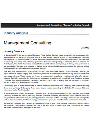 Management Consulting Industry AnalysisReport