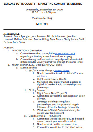 Marketing Meeting Minutes Format
