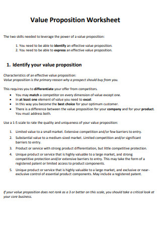 MarketingExperiments Value Propositions Worksheet
