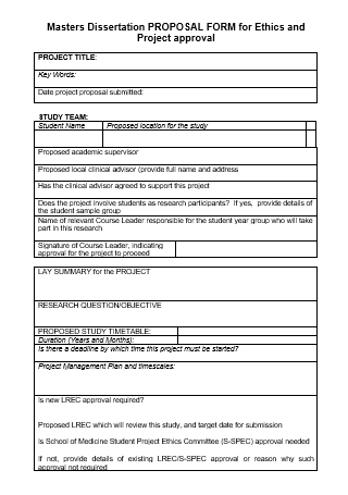 Masters Dissertation Project Approval Proposal Form
