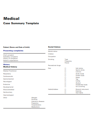 Medical Case Summary Template