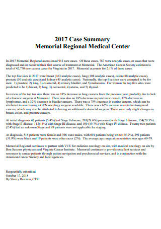 Medical Center Case Summary