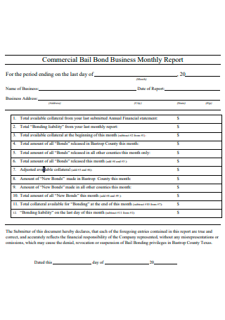 Monthly Commercial Bond Business Report