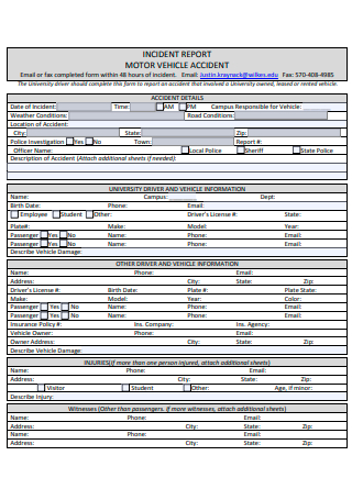 Motor Vehicle Accident Incident Report