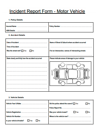 Motor Vehicle Incident Report Form