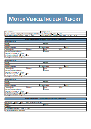 Motor Vehicle Incident Report