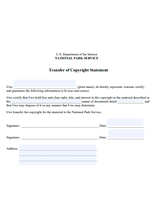 National Park Service Copyright Transfer Statement