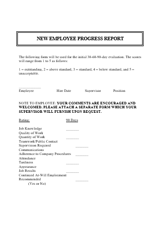 New Employee Progress Report