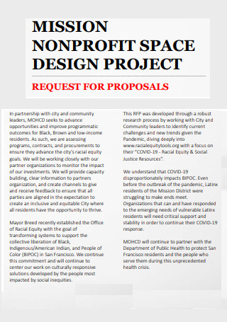 Non Profit Space Design Project Proposal