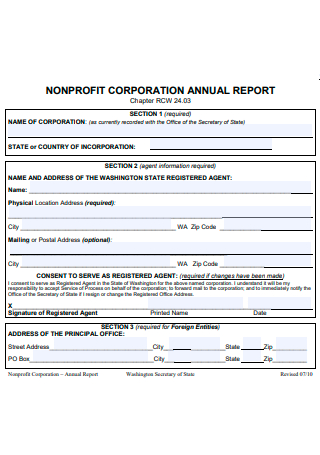 Nonprofit Corporation Annual Report