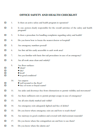 Office Health and Safety Checklist