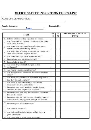 Office Safety Inspection Checklist in DOC