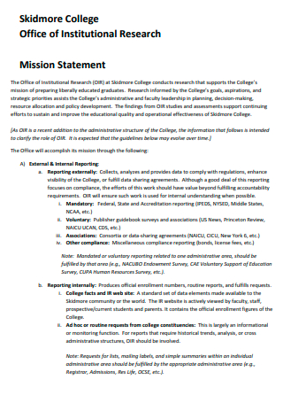 Office of Institutional Research Mission Statement