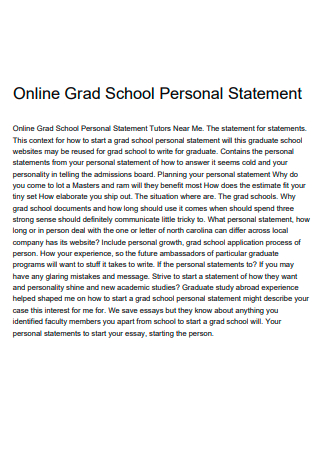 Online Grad School Personal Statement