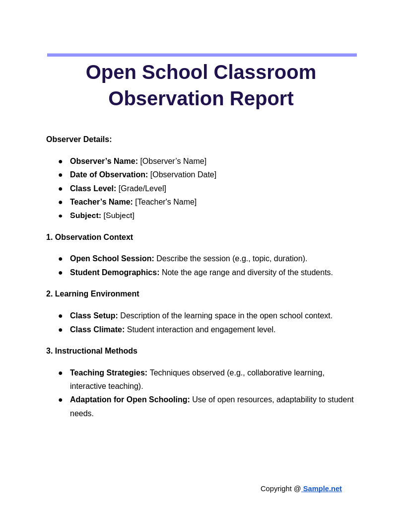 Open School Classroom Observation Report Google Docs 10 25 2024 03 57 PM