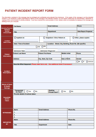 Patient Incident Report Form
