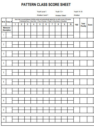 Pattern Class Score Sheet