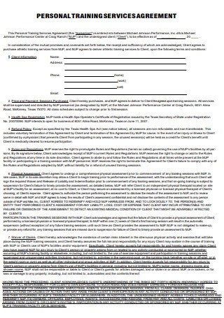 Personal Training Services Agreement