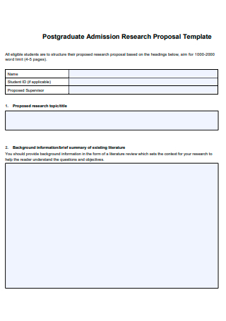 Postgraduate Admission Research Proposal Template